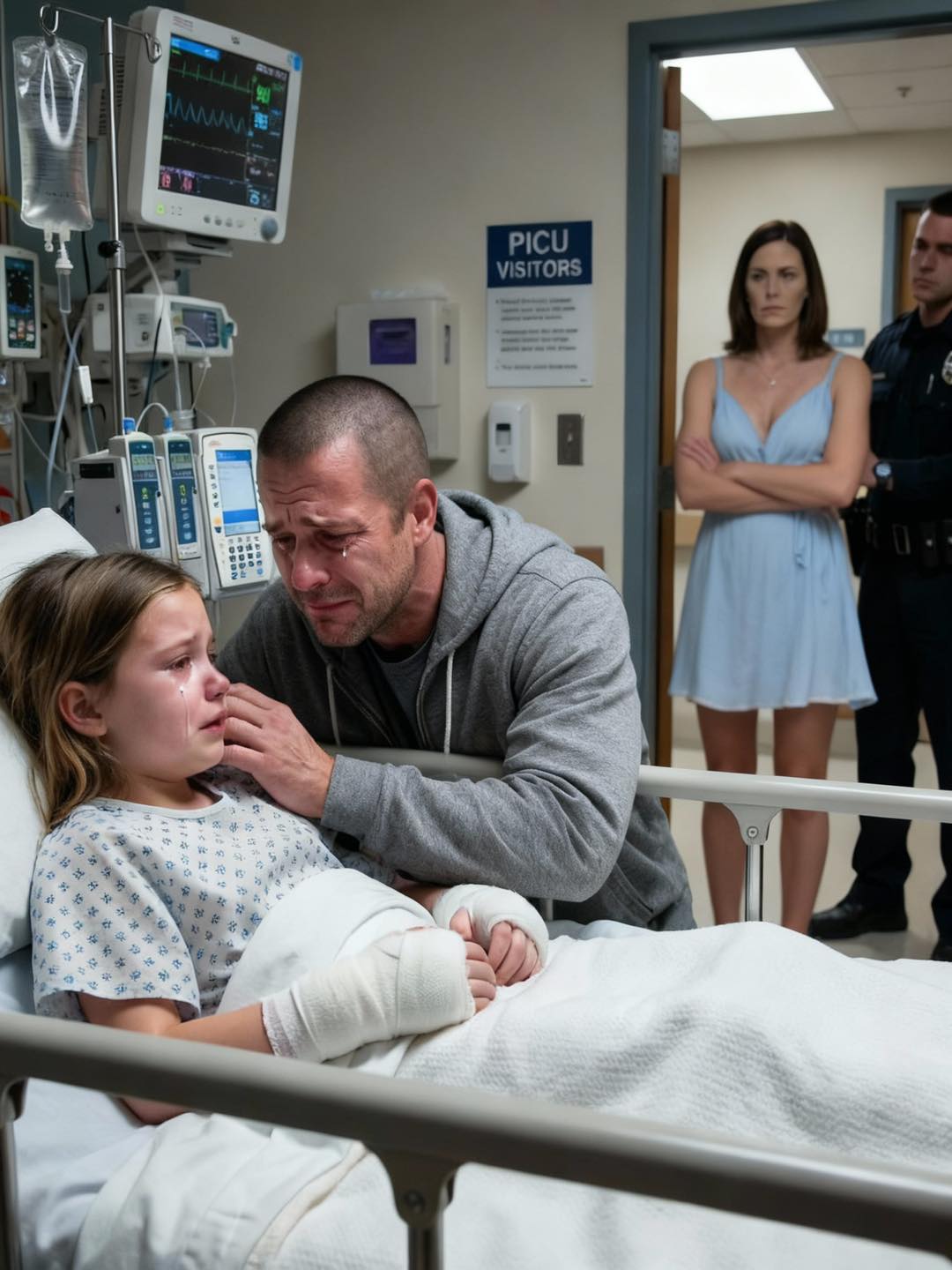 The hospital called: ‘Your 8-year-old is in critical condition.’ As I arrived, my daughter whispered, ‘Stepmom burned my hands… she said thieves deserve it.’ I only took bread because I was hungry.