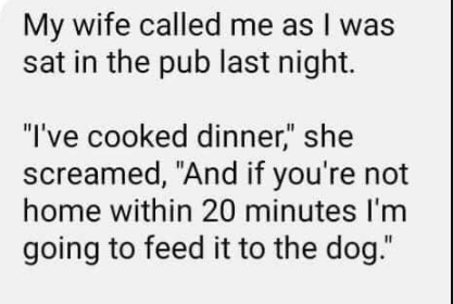Video: My wife called me as I was sat in the pùb last night