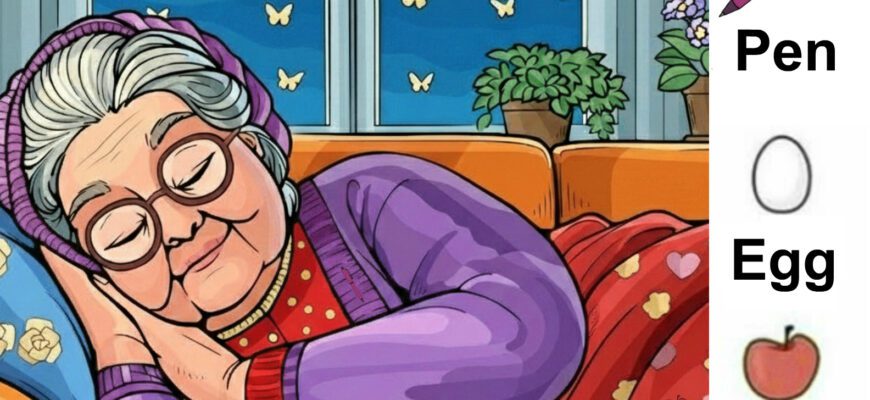 Find Pen, Egg, Apple, Flower.