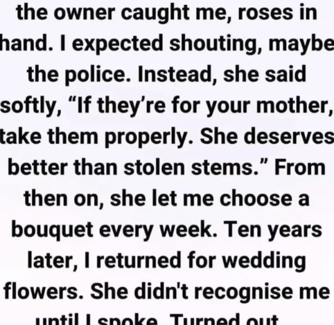 At 12, I stole flowers to place on my mother’s grave — a decade later, I came back as a bride and the florist told me a secret I never expected.