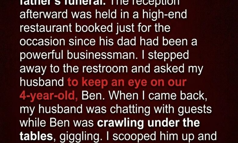 At My FIL’s Funeral, My 4-Year-Old Was Crawling Under the Table – What He Saw There Turned Our Lives Upside Down