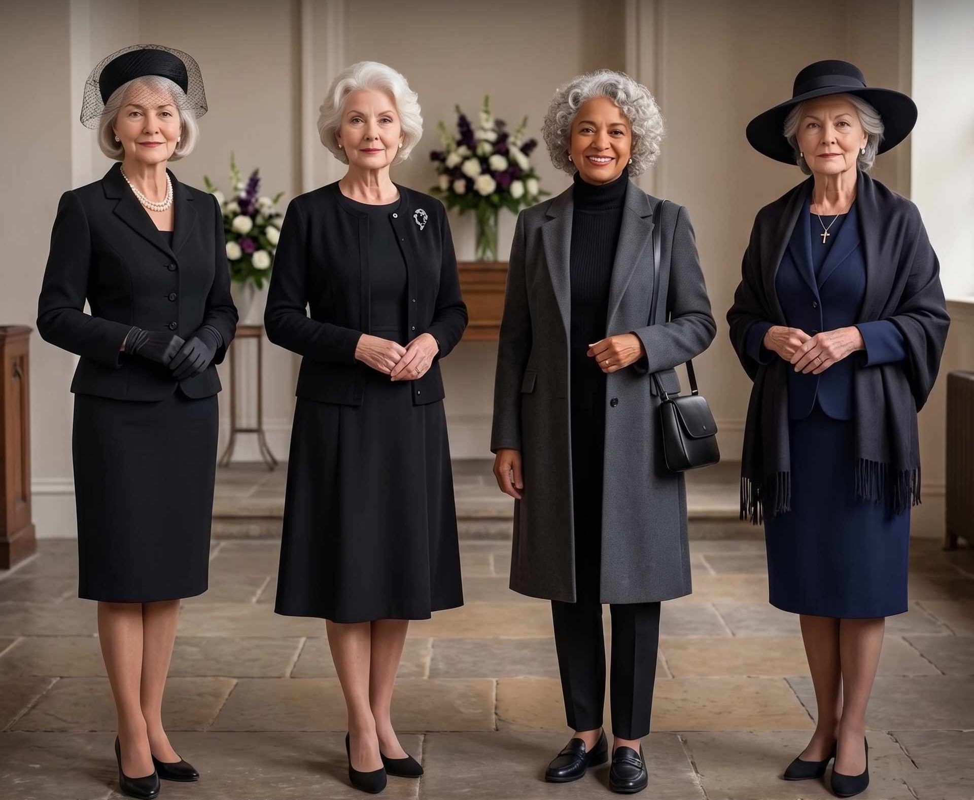 Which outfit is the most respectful for a funeral? your choice reveals your most dignified trait.