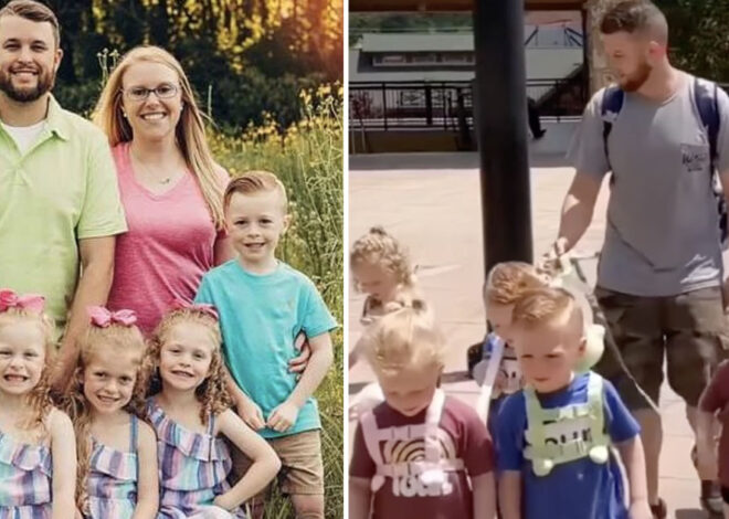 Dad gets massively shamed for putting leashes on his 5-year-old quintuplets