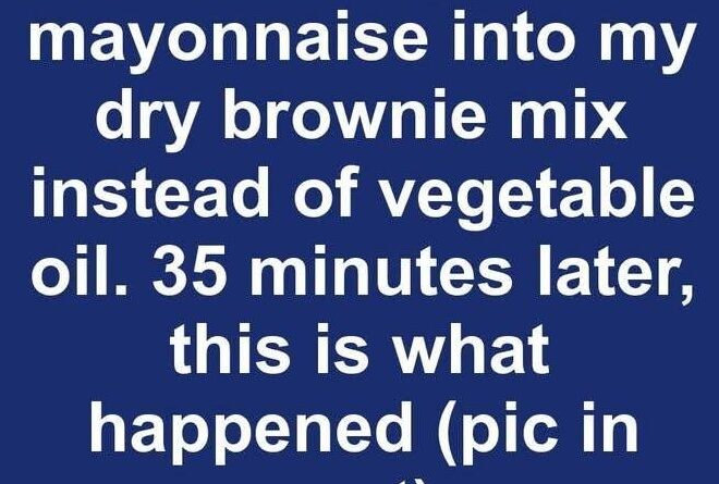 I mixed a cup of real mayonnaise into my dry brownie mix instead of vegetable oil. 35 minutes later, this is what happened