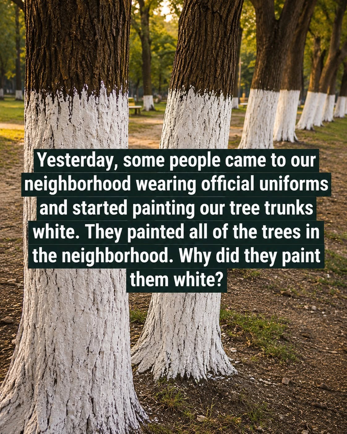 The Practical Reason Some Tree Trunks Are Painted White and How It Helps Protect Them
