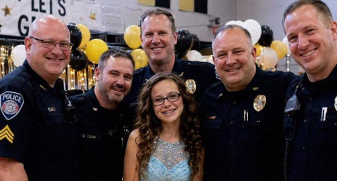 After My Husband Passed Away, I Went to the Father-Daughter School Dance in His Place – My Daughter’s Classmates Laughed Until 5 Officers Walked Into the Hall