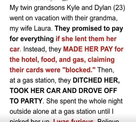 My Grandsons Left My Wife Stranded at a Gas Station to Party — My Lesson Made Them as Good as Gold