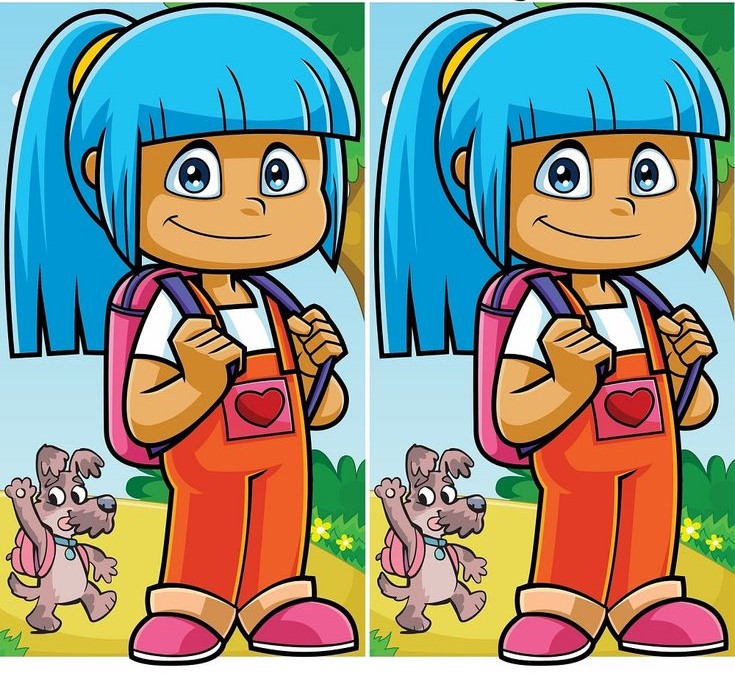 Can You Spot the Single Difference in This Cute Girl and Puppy Adventure?