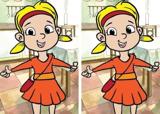 Cartoon Kitchen Girl: Find 1 Difference.