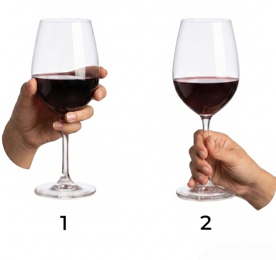 How to hold a wine glass?