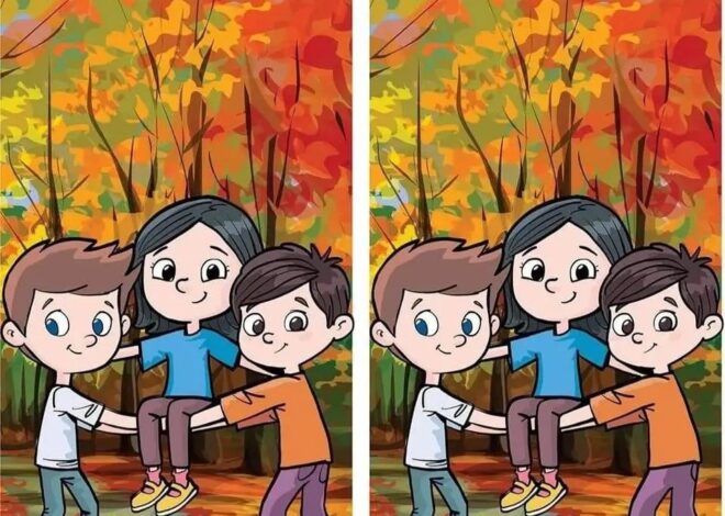 Spot 1 Difference in This Happy Autumn Family Cartoon!