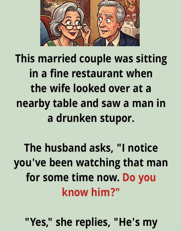 Married couple was sitting in a fine restaurant.