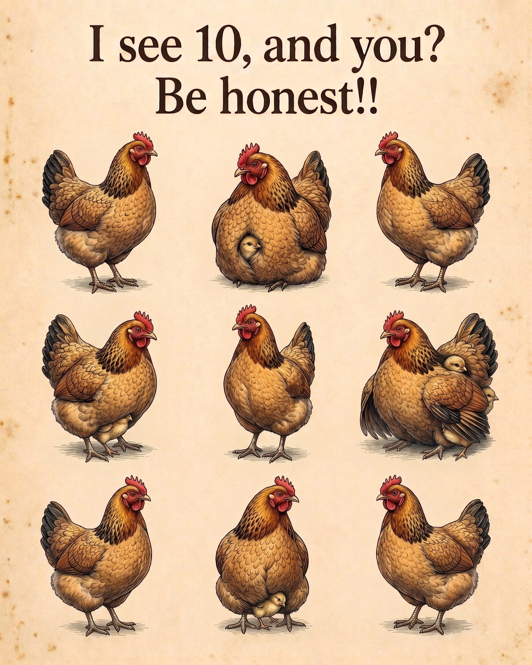 How many chickens can you spot in this pic?