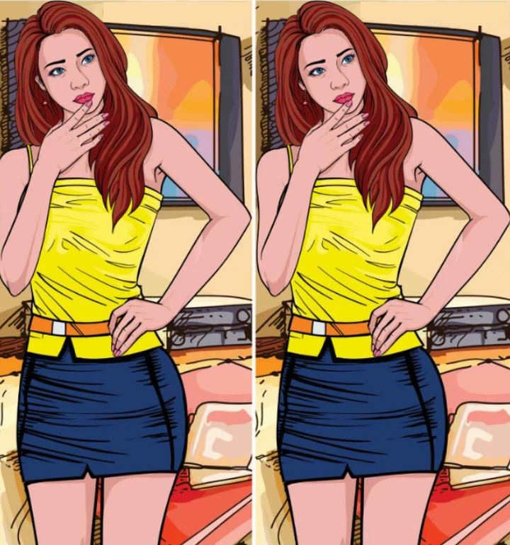 Spot 1 Difference: Girl in Yellow.