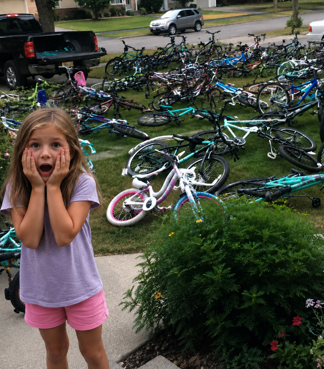 My 8-Year-Old Gave Our Elderly Neighbor Her Old Bike—The Next Morning, Our Entire Yard Was Covered in Bicycles