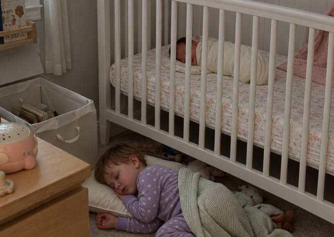 My 7-Year-Old Son Started Sleeping Under His Newborn Sister’s Crib – When I Heard What He Was Whispering to Her at 2 AM, I Went Pale