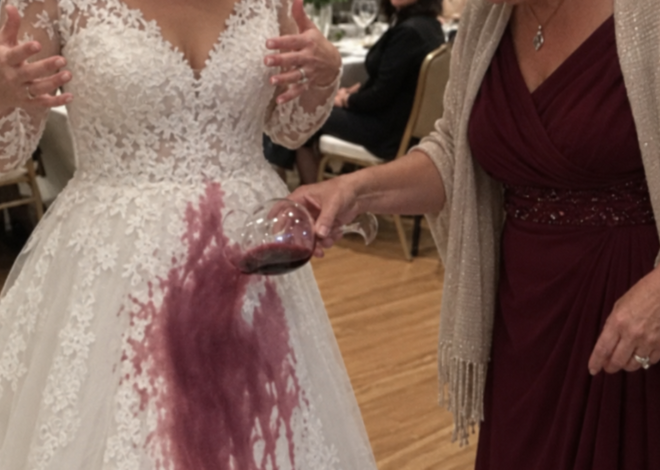 My Mother-in-Law ‘Accidentally’ Spilled Red Wine on My White Wedding Dress – Five Days Later, My Husband Taught Her a Lesson at Her Own Work Presentation