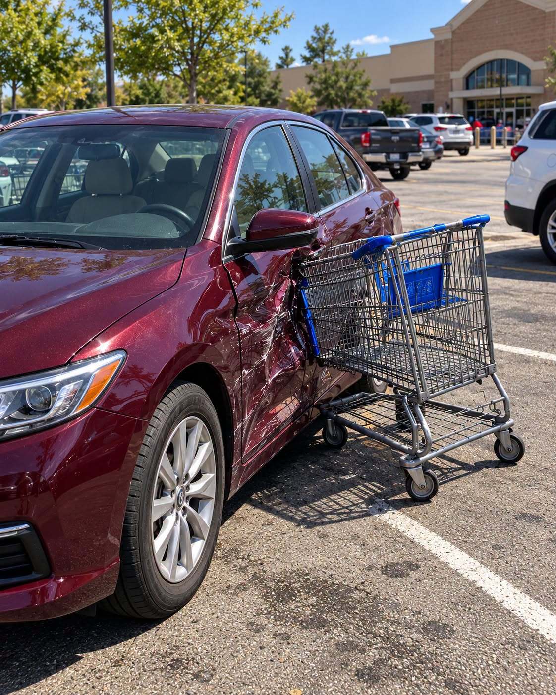 Woman Yelled at Another Shopper for Taking a Cart First – She Later Found a Shopping Cart Smashed Into Her Car